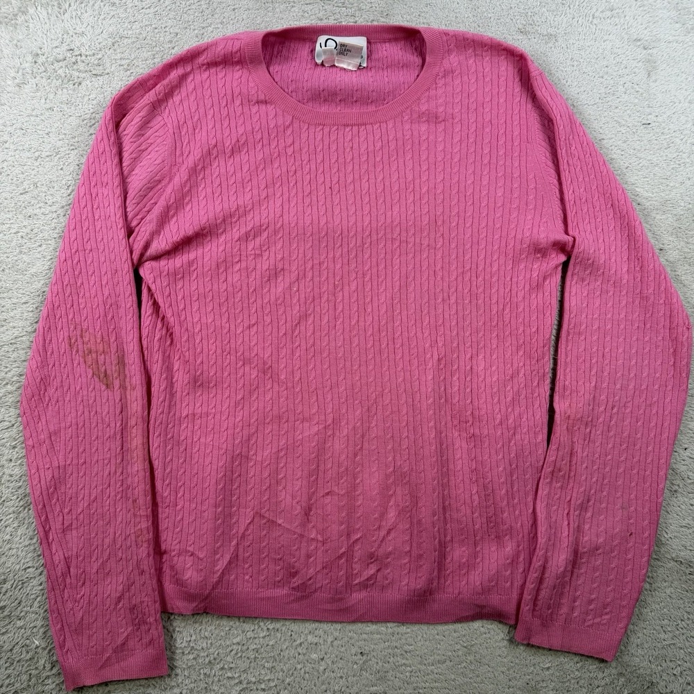 Lilly Pulitzer Sweater Womens Medium Pink 100% Cashmere Cable Knit Pullover Soft